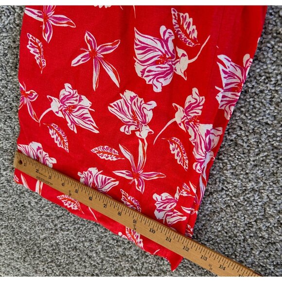 Maison D' Amelie Womens Sz M BeadedFloral Linen Blend Cropped Wide Leg Pant - Picture 8 of 11